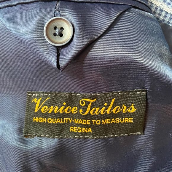 Blue Mini Check Wool Blazer [Venice Tailors] - Picture 4 of 8
